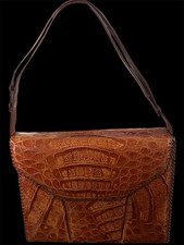 Vintage 1950's Alligator 12 x 9 Brown Purse