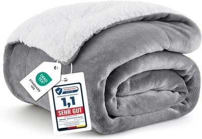 BEDSURE Sherpa Kuscheldecke Flauschig 150x200 - Sofadecke, Grau