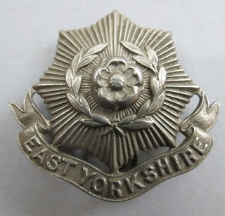 Military White Metal Cap Badge East Yorkshire Regiment British Army Infantry