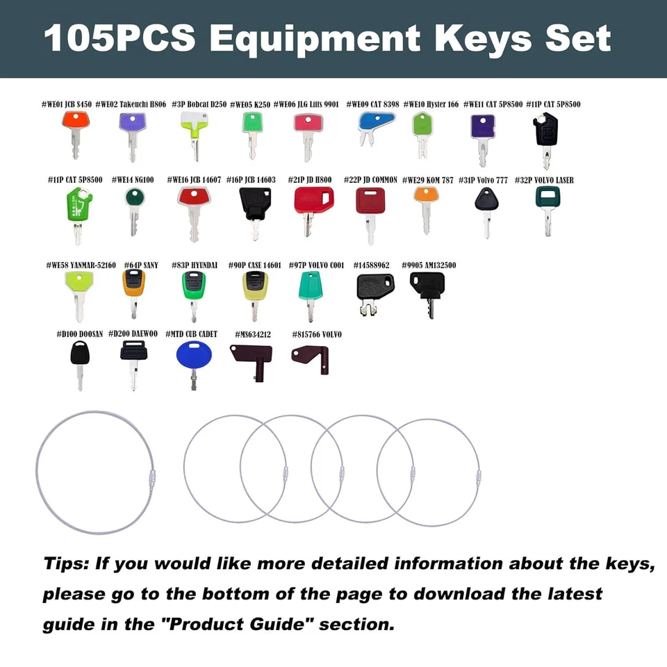 105 Heavy Equipment Master Key Set Universal Machine Replacement Ignition Keys - Image 3 of 4