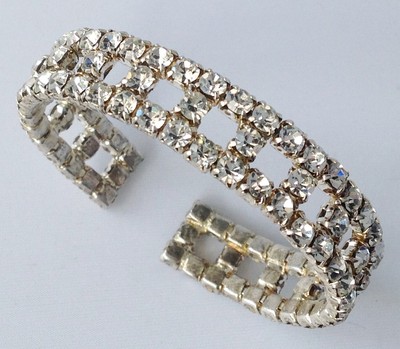 Bracelet Rétro En Cristaux De Roche - Large, Semi-rigide, Tout Diamanté, Occasion