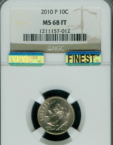 2010 P ROOSEVELT DIME NGC MS68 FT PQ MAC FINEST BUSINESS STRIKE AND SPOTLESS .