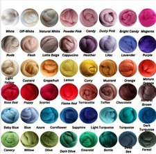 100% Pure Merino Wool, tops roving for needle and wet felting, 80+ colours