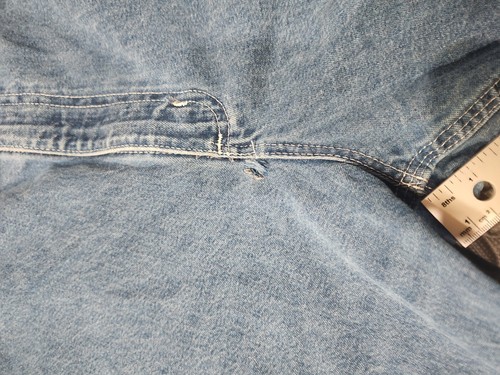 VTG Carhartt Jean Shorts Men's Blue Carpenter B28-DST Work Wear Size 46 FLAWED - Picture 6 of 10