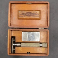1921 Gillette Old Type Big Fellow DE 3 Piece Razor Set & Original Case #N835016