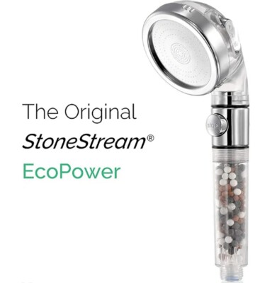 (2) Used StoneStream EcoPower Shower Head Increase Flow-Save Water