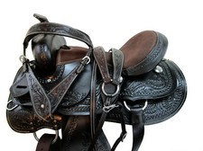 GAITED WESTERN SADDLE 15 16 17 18 HORSE PLEASURE TOOLED LEATHER TRAIL USED TACK
