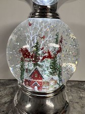 8&rdquo;swirling Lighted Water Globe  Cardinal Candle Pedestal Valerie Parr hill