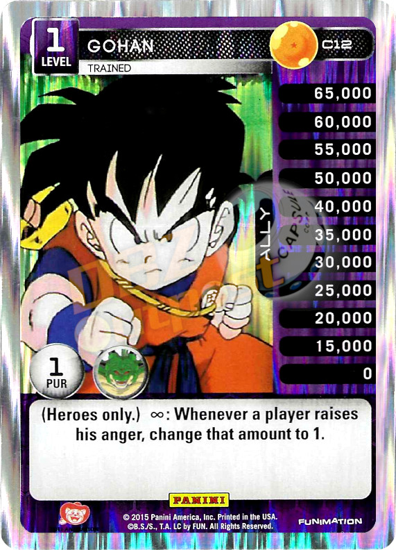 DBZ Dragon Ball Z TCG Panini Heroes & Villains C12 Gohan, Trained Foil