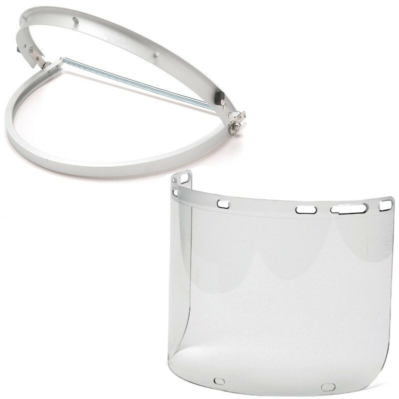 Pyramex Aluminum Full Brim Hard Hat Face Shield Bracket and Clear Lens