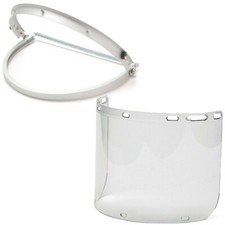 Pyramex Aluminum Full Brim Hard Hat Face Shield Bracket and Clear Lens
