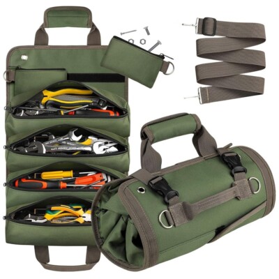 Tools Storage Bag Portable Roll Up Multi Compartment Tools Bag with Detachable