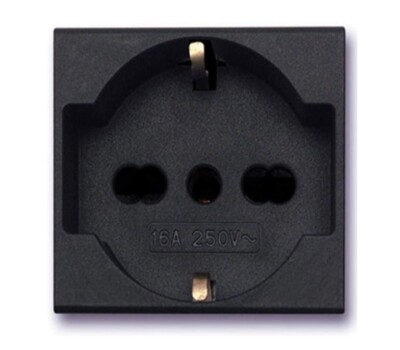 5xSchuko Steckdose AVE 45390/15TS Bipasso Schwarz S45 2P+T 10/16A Farbe Schwarz