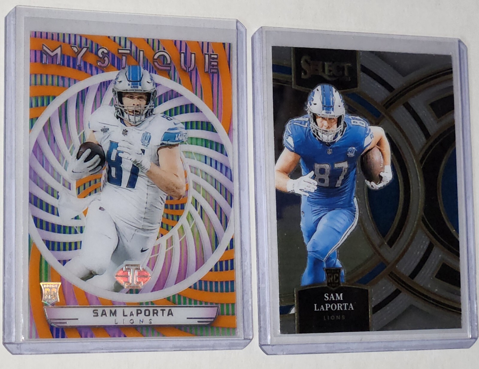2023 Panini Illusions - Mystique Orange #31 Sam LaPorta (RC) + Select Premier Rc