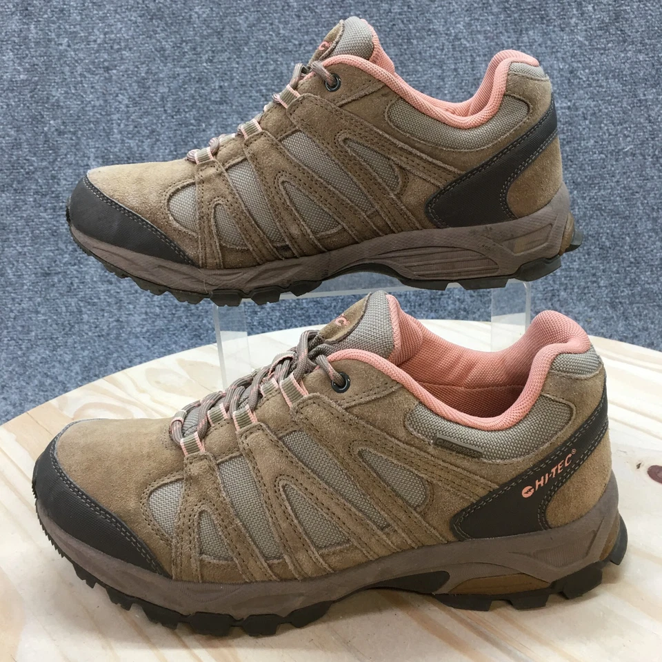 Zapatos Hi Tec para Mujer 10 Altos Exterior Caminar Tenis Marrón Melocotón Cuero Con Cordones Foto 3 de 4
