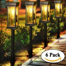 6 Pack LED Solar Garden Lights Outdoor Landscape Light Pathway Yard Waterproof