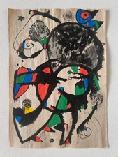 JOAN MIRO Drawing on paper (Handmade) signed and stamped mixed media.