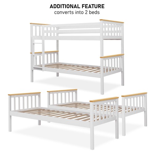 Kids Bunk Beds Double Pine Wooden Bunk Beds With Mattresses 3FT Single Bed Frame - Picture 66 of 78