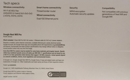 Paquete de 3 routers de malla Google Nest Wifi Pro | Nieve - Imagen 3 de 5