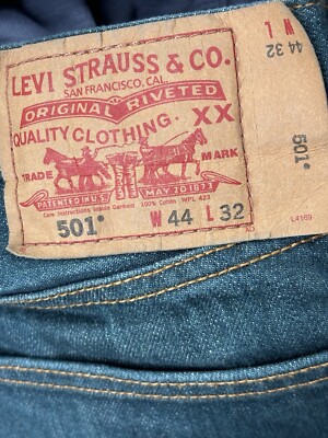 Levis Strauss & Co. 501XX Mens Jeans 44x32 Blue Button Fly