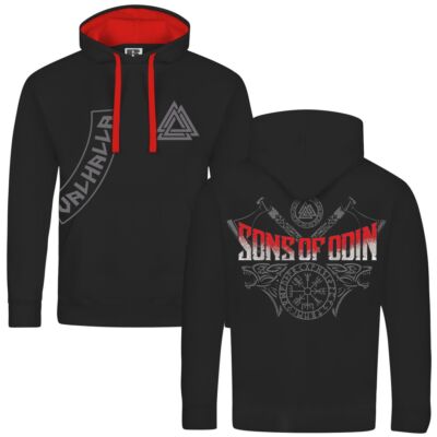 Herren Kapuzenpullover Hoodies Sons of Odin Valhalla Vegvisir Kompass Wikinger 