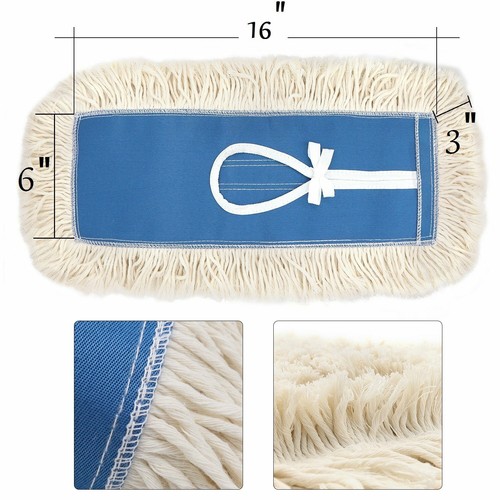 16'' Industrial Strength Cotton Dust Mop Head Refill Thick Tufted Replacement - Zdjęcie 2 z 9