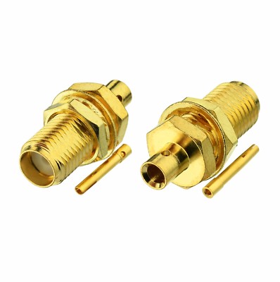 100-Pack SMA Female Bulkhead Solder Connector for 0.086'' RG405 Semi Rigid Cable