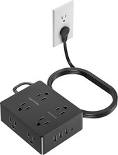 Surge Protector Power Strip, Olcorife Ultra Thin Flat Plug Extension Cord 5Ft, 8