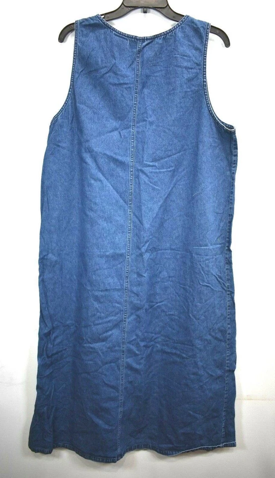 Dressbarn 女式花卉刺绣无袖侧扣牛仔换装连衣裙 XL — 第 2/4 张图片