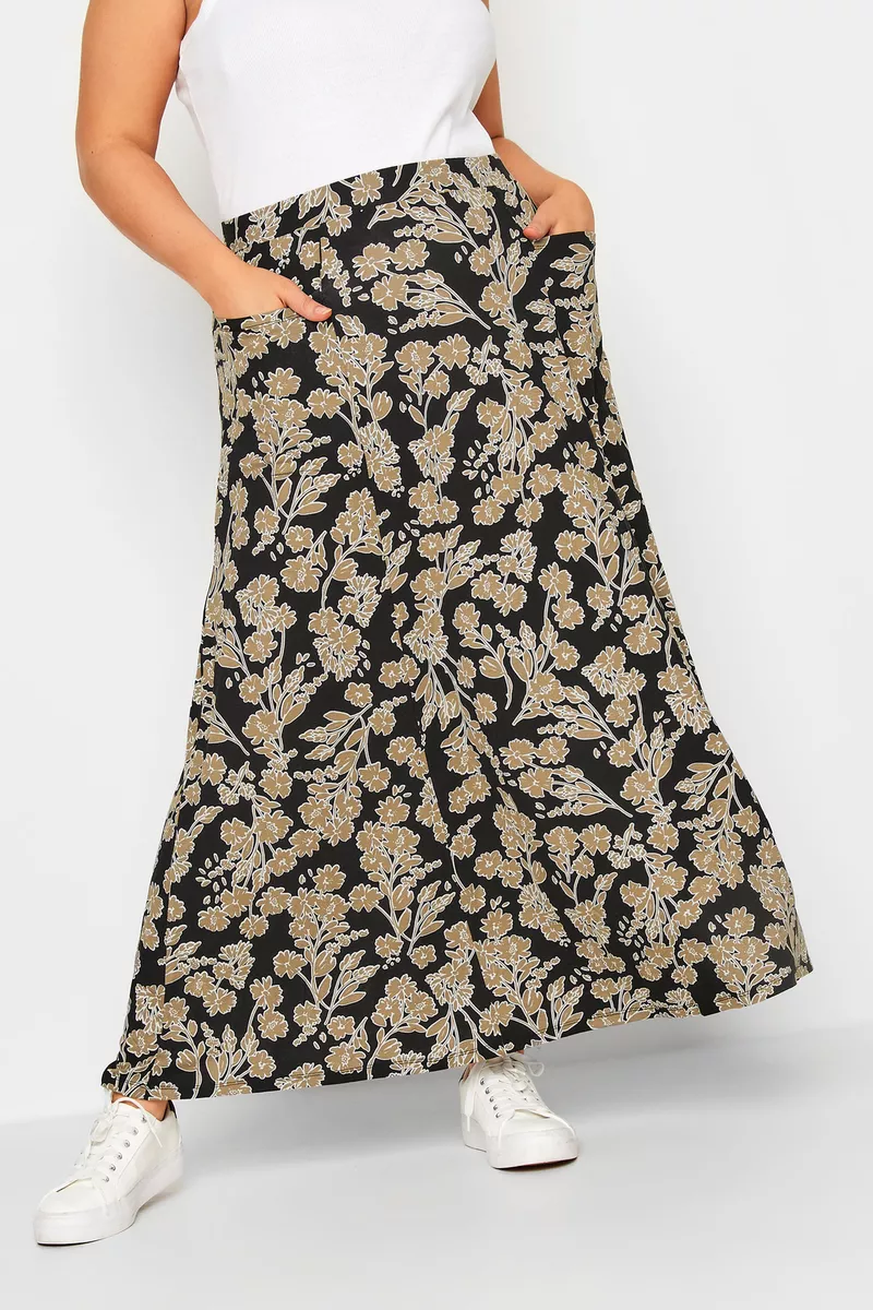 Floral print maxi top skirt with pockets