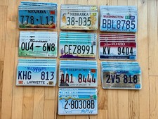Wholesale Lot of 50 License Plates from 10 Different States - 5 of Each State