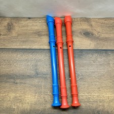 3x Blockflöte Kunststoff rot blau Sopran Sch...