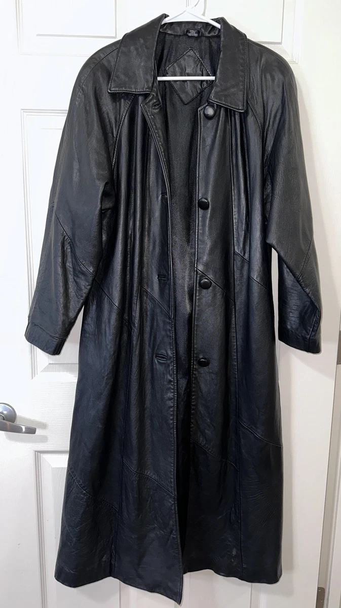Jacqueline Ferrar Solid Leather Outer Shell Trench Coats Coats