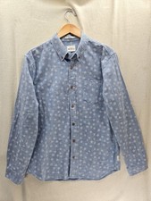 Ben Sherman Men's Large Blue Medallion Geo Button Down Stretch Shirt Long Sleeve
