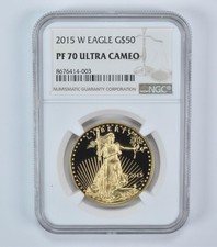 2015-W $50 American Gold Eagle - 1 Oz Gold PF70 UCAM NGC 5495.95 per troy oz