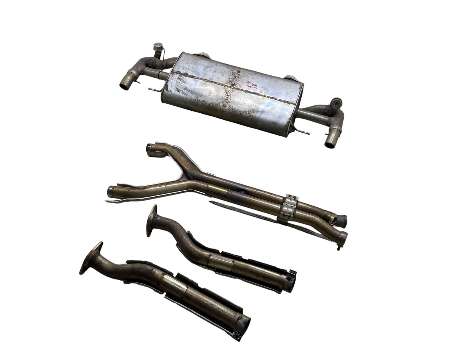 2006-2016 Aston Martin Vantage Oem 4.3L EXHAUST MUFFLER END TAIL PIPE W/ PIPES