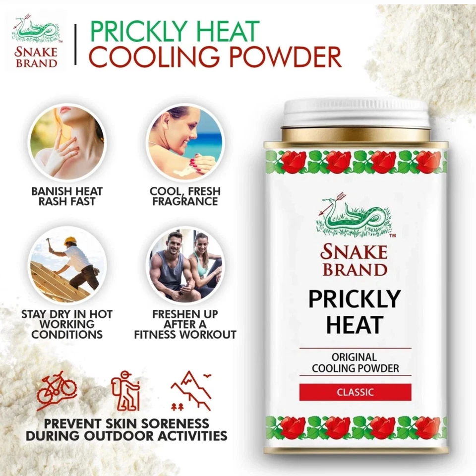 Polvo de enfriamiento térmico espinoso marca Snake clásico 140 g x 2 - Alivio de erupciones térmicas Foto 4 de 4