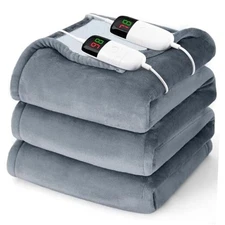 Heated Electric Blanket Size - 84" x 90" Heating Blanket with Queen Ash Gray