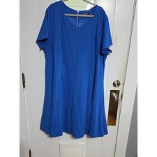 Roaman's Women's Dress Royal Blue Exposed Zipper Comfort Stretch Sz 28W EUC