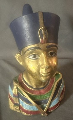 LUXOR KING TUT GIFT COLLECTION 4 Pharaoh Resin Bust Egyptian Figurine Gold 2000