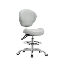  Adjustable Stools Drafting Chair with Backrest & Foot Rest,Tilt Grey