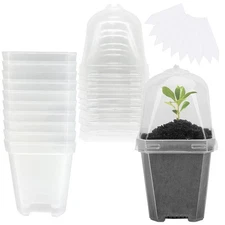 10PCS Clear Plant Nursery Pots with Humidity Dome - 3" Plastic Gardening Pot ...