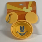 Disney Parks 5" Collapsible Portable Pet Bowl With Leash Clip Mickey Mouse Head