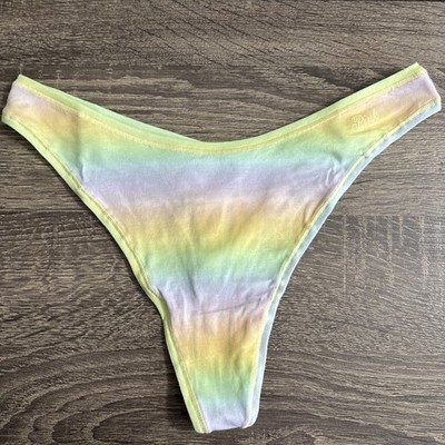 Pink By Victoria s Secret, Medium , Pastel Rainbow, Cotton Thong Panties