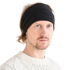 Womens Linen Head Band Mens Bandana Natural Elastic Hairband Sports Black