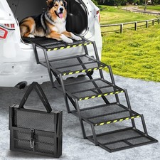 Pawaboo Extra Wide Dog Stairs for Car, Foldable Dog Ramps for Car with Non Slip
