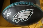 Brian Dawkins Autographed Full Size Black Logo Football Philadelphia Eagles JSA
