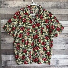 Vintage Hilo Hattie Shirt Mens L Hawaiian Aloha Floral Hibiscus