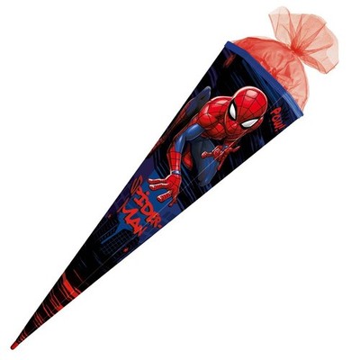Roth Schultüte Marvel Spiderman, 100cm, eckig, mit Rot(h)-Spitze und rotem Tüll
