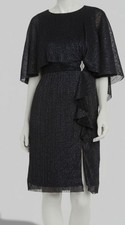 R M Richards Women's Blue Round-Neck Overlay Embellished Dress Size 12